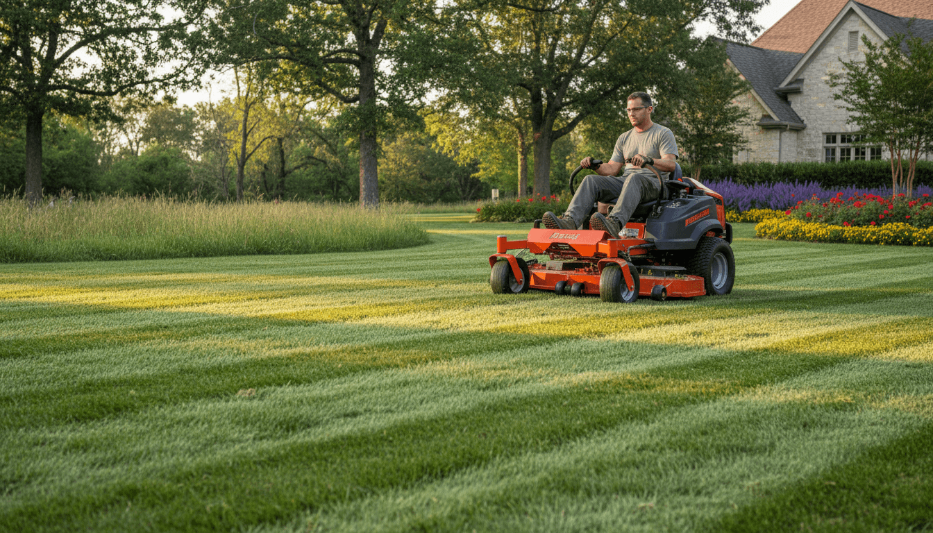 LawnPilot LLC lawn mowing service in action